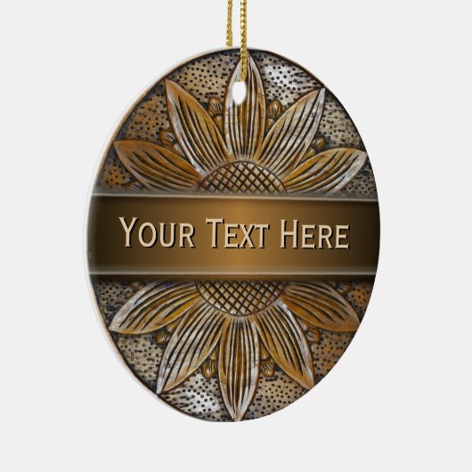 木ひまわりフェイクフォトセラミック丸オーナメント セラミックオーナメント (右)