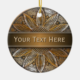 木ひまわりフェイクフォトセラミック丸オーナメント セラミックオーナメント