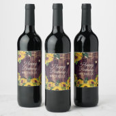 木ひまわり素朴ひものライトハッピーバースデー ワインラベル (ボトル)