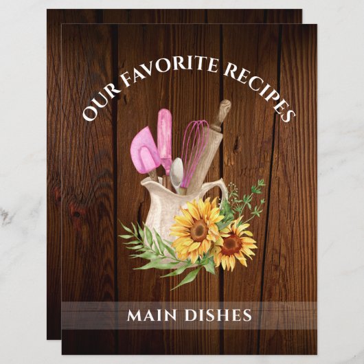 木ひまわり素朴タブ付きレシピバインダー分圧器 (正面/裏面)