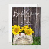 木ひまわり素朴バスケットブライダルシャワー インビテーションポストカード (正面/裏面)