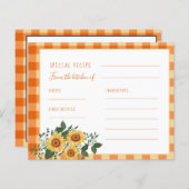 木ひまわり素朴ブライダルシャワーレシピカード (正面/裏面)