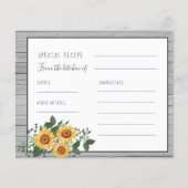 木ひまわり素朴ブライダルシャワーレシピカード (正面)