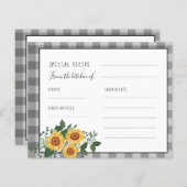 木ひまわり素朴ブライダルシャワーレシピカード (正面/裏面)