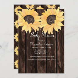 木ひまわり素朴中立ジェンダー赤ちゃんシャワー 招待状