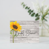 木ひまわり素朴書道ブライダルシャワー インビテーションポストカード (スタンド正面)