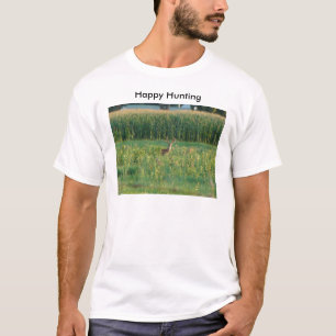 木びき台およびとうもろこし畑の幸せな狩り Tシャツ