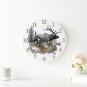 木びき台および雄牛の野性生物 ラージ壁時計 (ホーム)