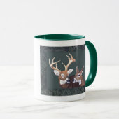 木びき台および雌ジカのシカの絵画 マグカップ (正面右)