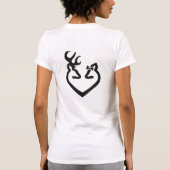 木びき台および雌ジカのハート愛 Tシャツ (裏面)
