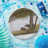 木びき台および雌ジカ ペーパープレート (パーティー)