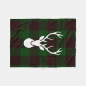 木びき台のシカが付いている樵の格子縞のフリースブランケット フリースブランケット (正面(横))