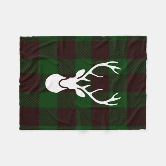 木びき台のシカが付いている樵の格子縞のフリースブランケット フリースブランケット (正面(横))