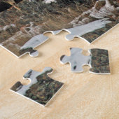 木びき台のシカの最初雪 ジグソーパズル (側面)