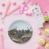 木びき台のシカの最初雪 ペーパープレート (パーティー)