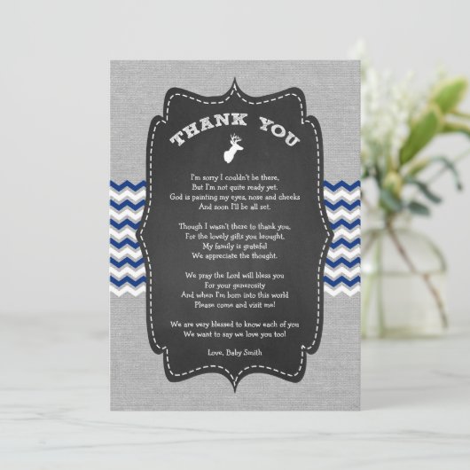 木びき台のベビーシャワーは詩が付いているノート感謝していしています サンキューカード (スタンド正面)