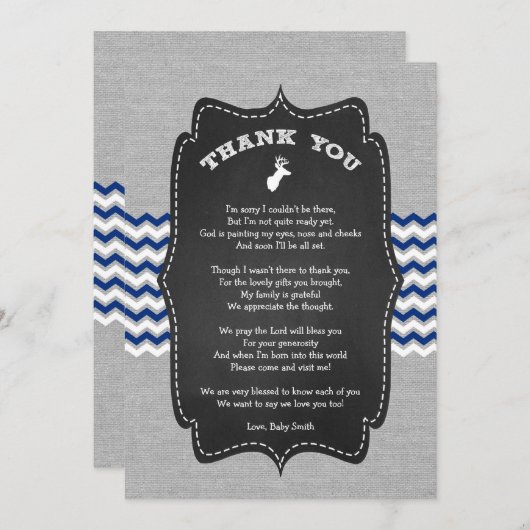 木びき台のベビーシャワーは詩が付いているノート感謝していしています サンキューカード (正面/裏面)