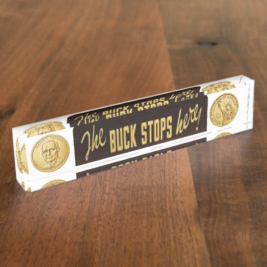 木びき台はドルの硬貨が付いているレプリカを、ここにストップ デスクネームプレート (側面)