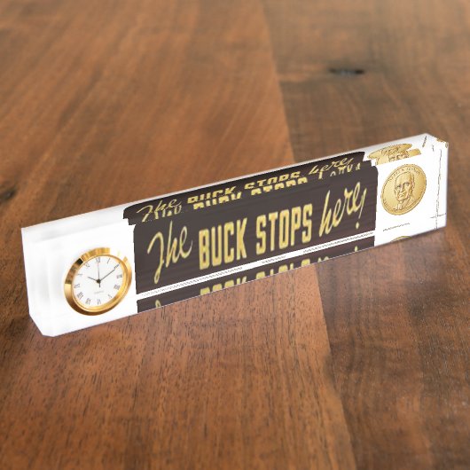 木びき台はドルの硬貨が付いているレプリカを、ここにストップ デスクネームプレート (側面)