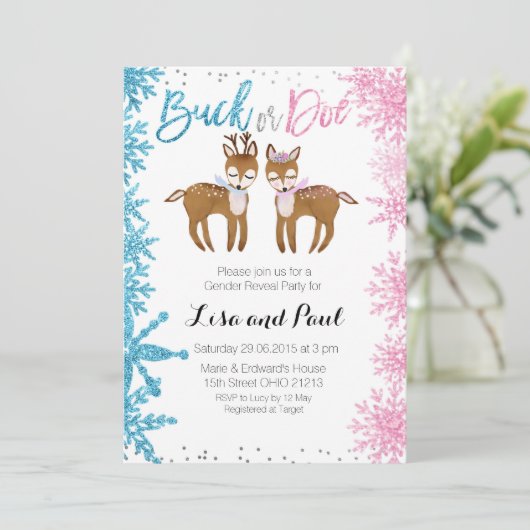 木びき台または雌ジカの性は招待状の冬を明らかにします 招待状 (スタンド正面)