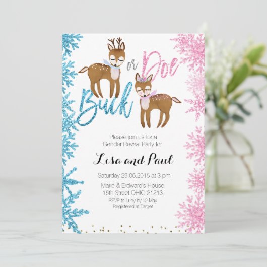 木びき台または雌ジカの性は招待状の冬を明らかにします 招待状 (スタンド正面)