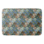 木やカラフル石で作られた磨き上げられたタイル バスマット (正面)