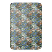 木やカラフル石で作られた磨き上げられたタイル バスマット (正面縦)