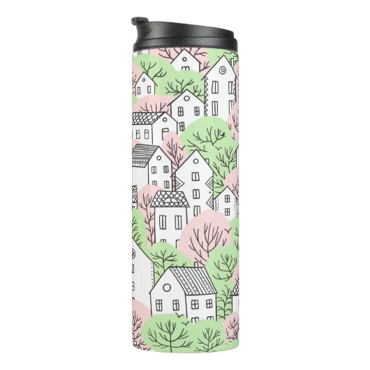 木や家に継ぎ目の無い模様。春とサム タンブラー (回転右)