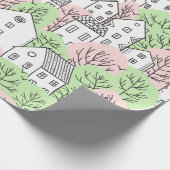 木や家に継ぎ目の無い模様。春とサム ラッピングペーパー (角)