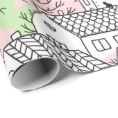 木や家に継ぎ目の無い模様。春とサム ラッピングペーパー (ロールコーナー)