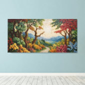 木や花のある道のモザイク キャンバスプリント (インサイチュ (ウッドフロア))