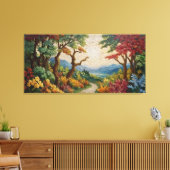 木や花のある道のモザイク キャンバスプリント (インサイチュ (リビング))