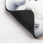 木よくはしゃぐ枝付き白猫 マウスパッド (コーナー)