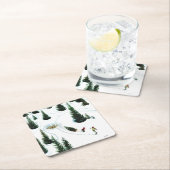 木を切り倒す スクエアペーパーコースター (インサイチュ)