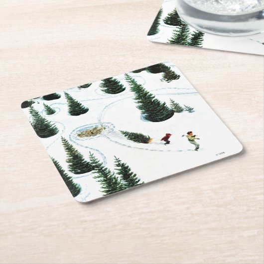 木を切り倒す スクエアペーパーコースター (アングル)