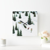 木を切り倒す スクエア壁時計 (ホーム)