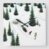 木を切り倒す スクエア壁時計 (正面)