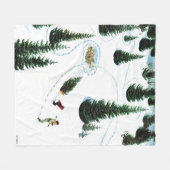 木を切り倒す フリースブランケット (正面(横))