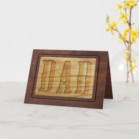 木を彫り出した |パパ |木フェイクの父の日 カード (黄色い花)