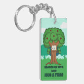 木を愛で抱きしめて枝を出す キーホルダー (正面左)