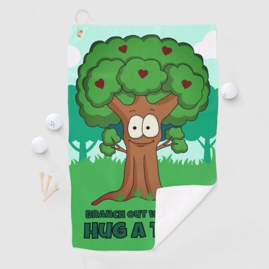 木を愛で抱きしめて枝を出す ゴルフタオル (インサイチュ)