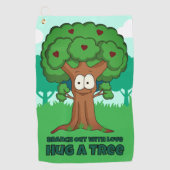 木を愛で抱きしめて枝を出す ゴルフタオル (正面)