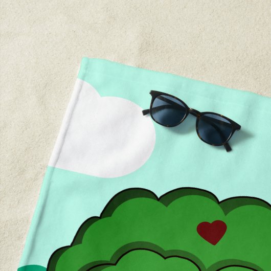 木を愛で抱きしめて枝を出す ビーチタオル (インサイチュ)