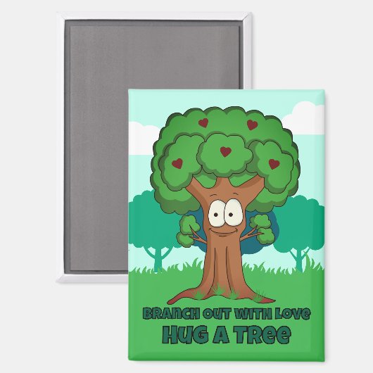 木を愛で抱きしめて枝を出す マグネット (正面/裏面)