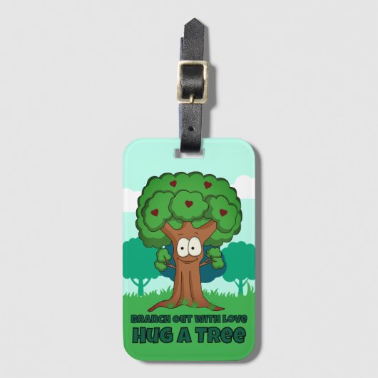木を愛で抱きしめて枝を出す ラゲッジタグ (正面縦)