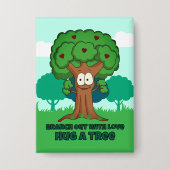 木を愛で抱きしめて枝を出す 缶バッジ (正面)