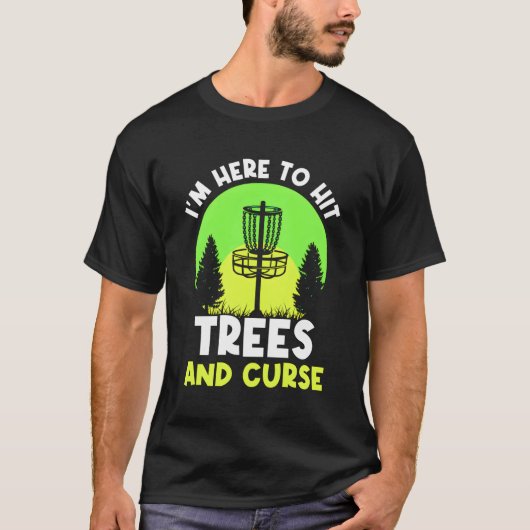 木を打って呪うディスクゴルフのディスクが行く Tシャツ (正面)