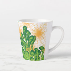 木を描いた芸術的緑と金ゴールド カフェラテマグ