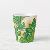 木を描いた芸術的緑と金ゴールド カフェラテマグ (正面)