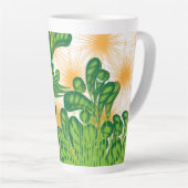 木を描いた芸術的緑と金ゴールド カフェラテマグ (右アングル)